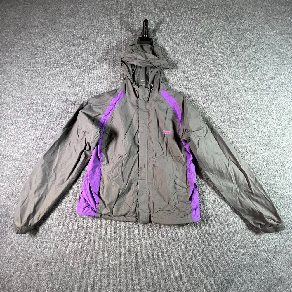 Coleman Rain Jacket Womens Waterproof Full Zip Gorpcore Windbreaker Gray S